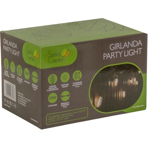 PARTY LIGHT GIRLANDA ZEWNĘTRZNA 12 ŻARÓWEK 12LED SPIRALNYCH 6,3M 230V