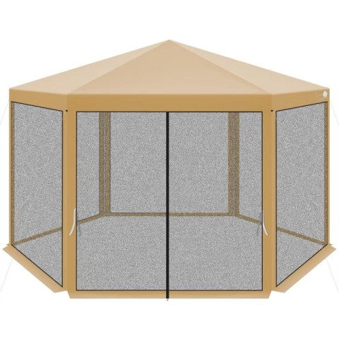 PAWILON OGRODOWY SZEŚCIOKĄTNY 2x2x2x2.5M Z MOSKITIERĄ BEŻOWY