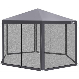 PAWILON OGRODOWY SZEŚCIOKĄTNY 2x2x2x2.5M Z MOSKITIERĄ SZARY