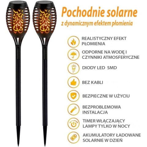 POCHODNIA LAMPA SOLARNA TAŃCZĄCE PŁOMYKI 12 LED SMD 7x7x50CM