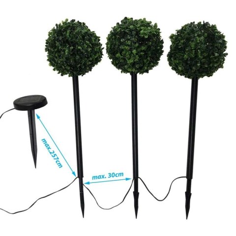 ZESTAW LAMP SOLARNYCH 3 KUL BUKSZPANOWYCH 27 LED