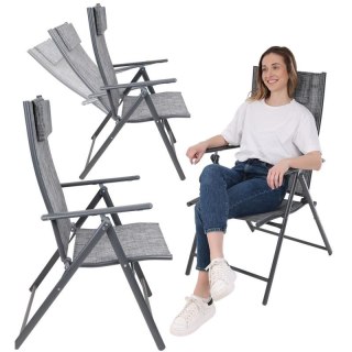 KRZESŁO OGRODOWE 57x68x106CM 2xTEXTLINE 7-POZYCYJNE Z ZAGŁÓWKIEM KPL.2SZT