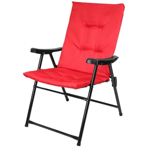 KRZESŁO OGRODOWE SKŁADANE 59X66X45/90CM Z PODUSZKĄ CZERWONE
