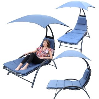 LEŻAK FOTEL Z PARASOLEM BERGAMO 200x125x180CM GRANAT