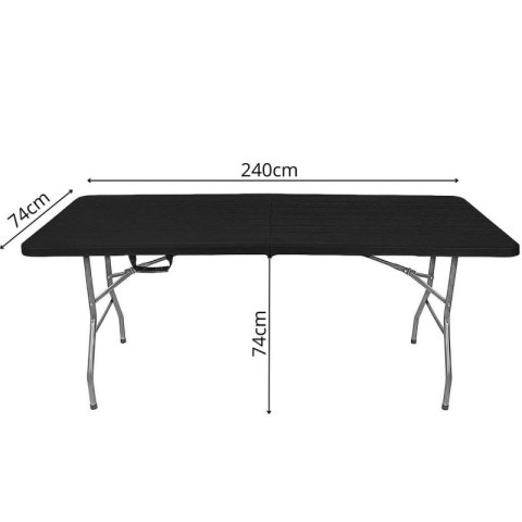 STÓŁ CATERINGOWY SKŁADANY W WALIZKĘ 240x74x74CM 150KG CZARNY