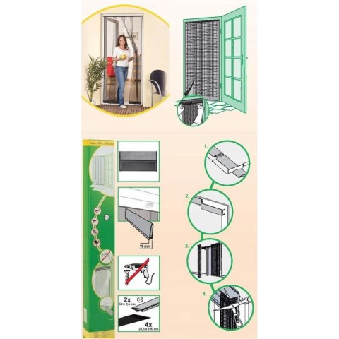 MOSKITIERA DRZWIOWA LAMELOWA 100X220 POLIESTER+TAŚMA RZEP