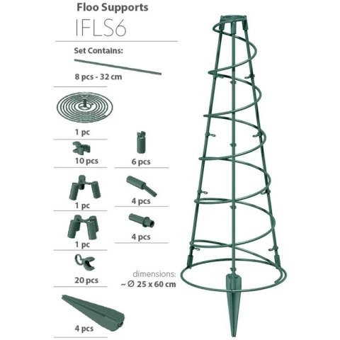 PODPORA DO ROŚLIN FLOO SUPPORTS STOŻKOWA 25X60CM ZIELONY LEŚNY