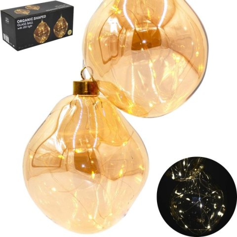 BOMBKA FORMÓWKA SZKLANA KROPLA 2SZT LED 12CM GOLD
