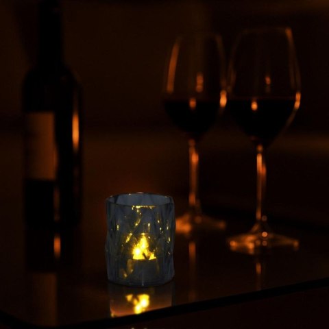 MINI LAMPA DEKORACYJNA 6 CM SZARA CIEPŁY BIAŁY 1 LED