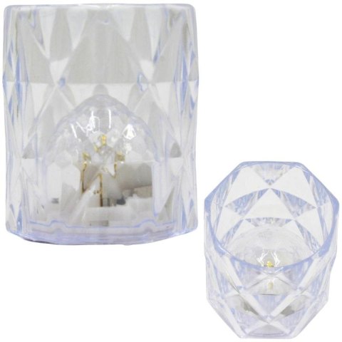 MINI LAMPA DEKORACYJNA 6 CM TRANSPARENTA CIEPŁY BIAŁY 1 LED