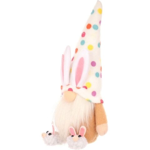 SKRZAT GNOM ZAJĄCZEK 25CM W GROSZKI BOY DEKORACJA WIOSENNA