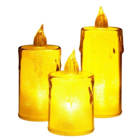 ŚWIECA DEKORACYJNA 8 CM AMBER CIEPŁY BIAŁY 1 LED