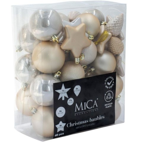 BOMBKA DEKORACYJNA PLASTIKOWA BEZPIECZNA 40SZT CREAM MICA MICA