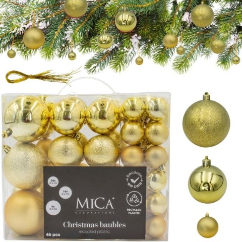 BOMBKA DEKORACYJNA PLASTIKOWA BEZPIECZNA 46SZT ZŁOTA MICA MICA