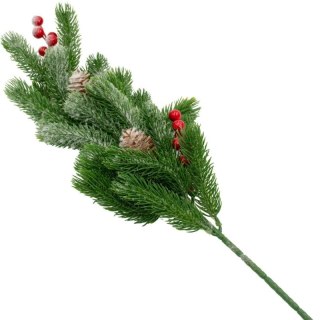 GAŁĄZKA DEKORACYJNA SOSNOWA Z JARZĘBINĄ I SZYSZKAMI 60CM