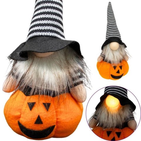 FIGURKA DEKORACYJNA NA DYNI 35CM LED HALLOWEEN POMARAŃCZOWY