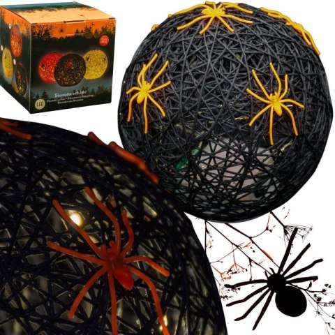 KULA DEKORACYJNA LAMPKA Z PAJĄKIEM LED 15CM HALLOWEEN CZARNY