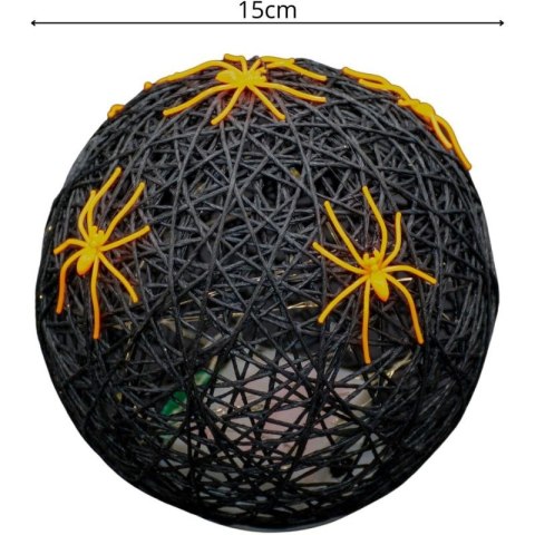 KULA DEKORACYJNA LAMPKA Z PAJĄKIEM LED 15CM HALLOWEEN CZARNY