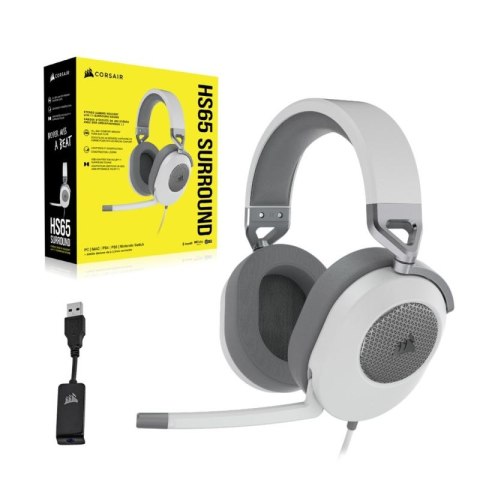 Corsair HS65 SURROUND Zestaw słuchawkowy Przewodowa Ręczny Gaming Biały Corsair