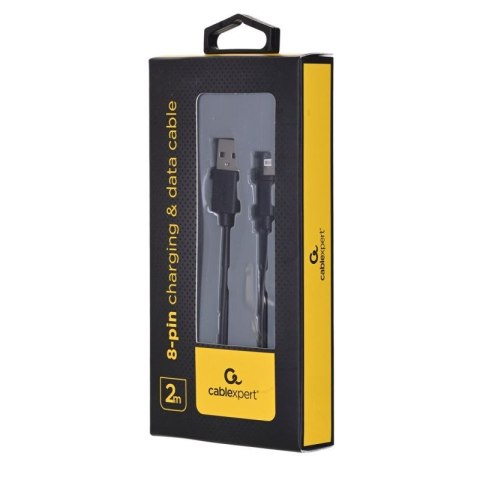Kabel GEMBIRD CC-USB2-AMLM-2M (USB 2.0 M - Lightning M; 2m; kolor czarny)