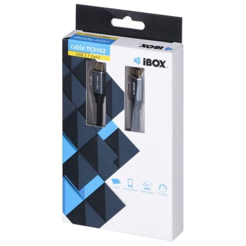 Kabel IBOX IKUMTC31G2 (USB typu C - USB typu C ; 1m; kolor czarny)