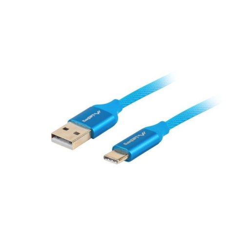 Kabel Lanberg Premium QC 3.0 CA-USBO-22CU-0010-BL (USB 2.0 typu A M - USB typu C M; 1m; kolor niebieski)