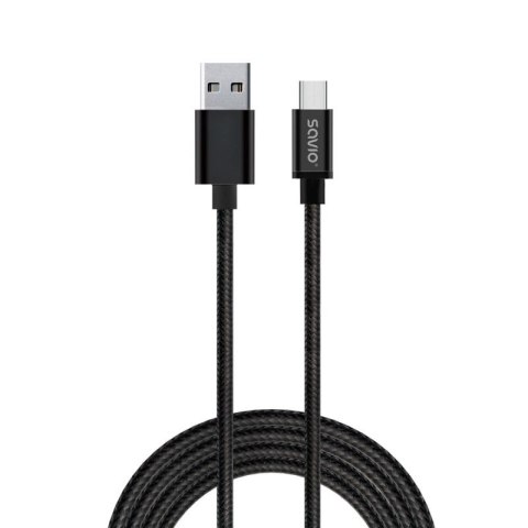 Kabel SAVIO CL-129 (USB typu C - USB 2.0 typu A ; 2m; kolor czarny) Savio
