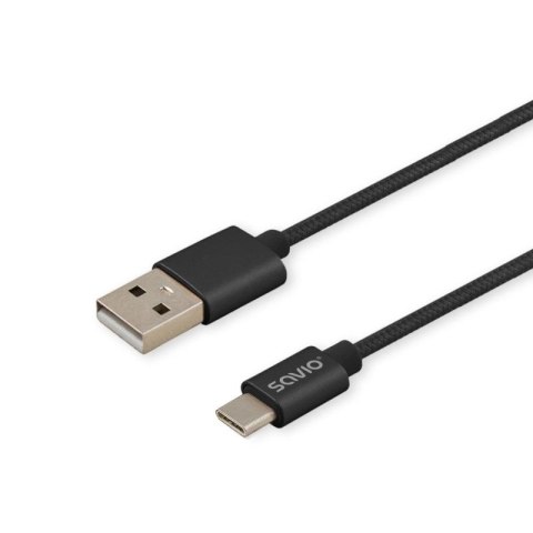 Kabel SAVIO CL-129 (USB typu C - USB 2.0 typu A ; 2m; kolor czarny) Savio