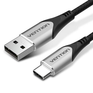 Kabel USB-A do USB-C Vention w oplocie 3A 480Mbps 1m szary