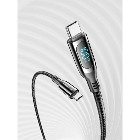 Kabel USB-C do USB-C Vention USB 2.0 5A 1.2m z wyświetlaczem czarny