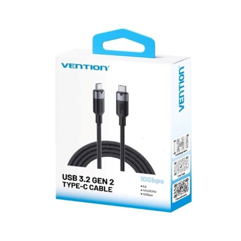 Kabel USB-C do USB-C Vention USB 3.2 5A 10Gbps 1m czarny