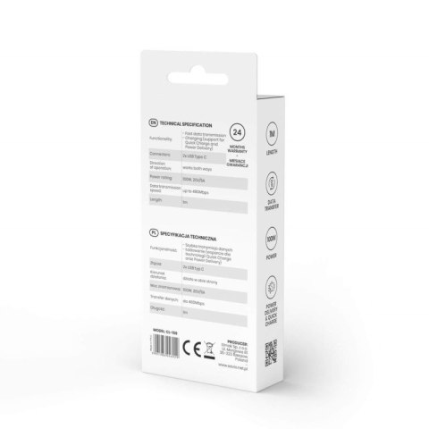 SAVIO KABEL USB TYP C - USB TYP C 5A, 1M CL-159 Savio