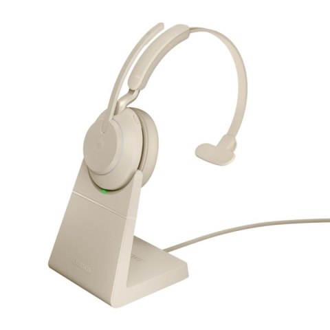 Słuchawki nauszne bezprzewodowe Jabra Evolve2 65 MS Mono Link380a, beige + stand