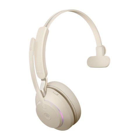 Słuchawki nauszne bezprzewodowe Jabra Evolve2 65 MS Mono Link380a, beige + stand