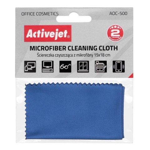 Activejet AOC-500 Ściereczka czyszcząca z mikrofibry 15x18cm, doskonała do czyszczenia laptopów, monitorów, klawiatur, obudów ko