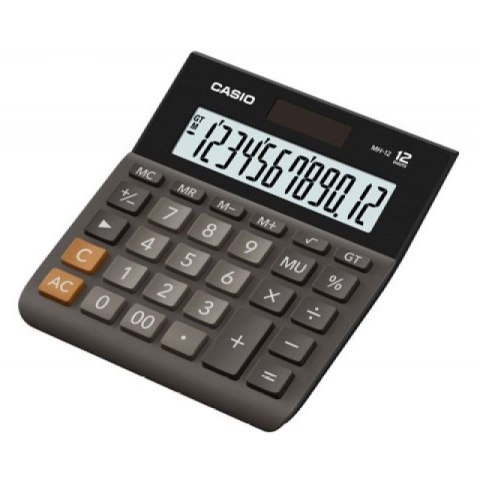 Casio Kalkulator biurowy MH-12BK-S, 12-cyfrowy, 127x136,5mm, czarny CASIO