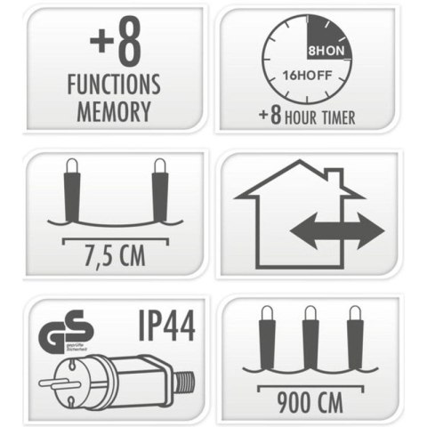 LAMPKI CHOINKOWE ŁAŃCUCH ŚWIETLNY 120 LED TIMER CIEPŁY BIAŁY