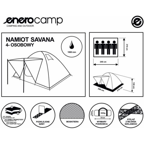 NAMIOT 4 OSOBOWY IGLO SAVANA 210x240x130CM