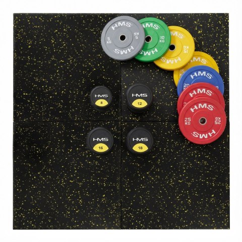 POS35 PODŁOGA GUMOWA POD SPRZĘT FITNESS Z WYPUSTKAMI BLACK/YELLOW HMS HMS