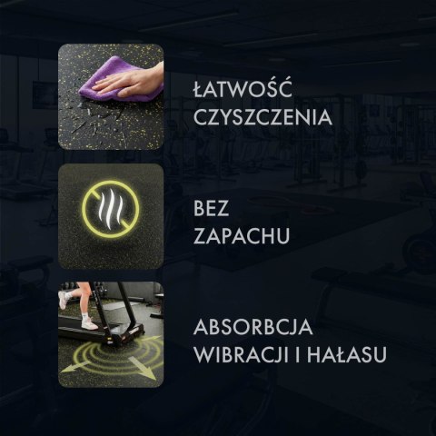 POS35 PODŁOGA GUMOWA POD SPRZĘT FITNESS Z WYPUSTKAMI BLACK/YELLOW HMS HMS