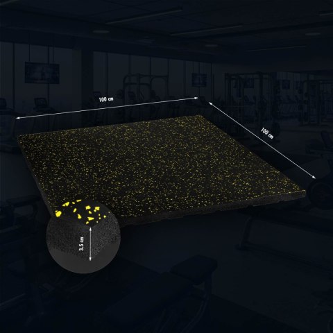 POS35 PODŁOGA GUMOWA POD SPRZĘT FITNESS Z WYPUSTKAMI BLACK/YELLOW HMS HMS