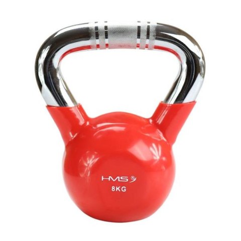 Kettlebell żeliwny uchwyt chrom radełkowany HMS KTC06 RED HMS