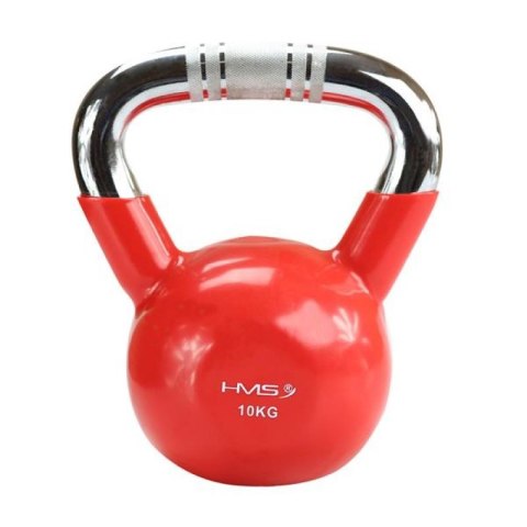 Kettlebell żeliwny uchwyt chrom radełkowany HMS KTC06 RED HMS