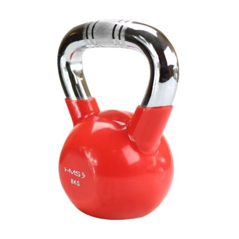 Kettlebell żeliwny uchwyt chrom radełkowany HMS KTC06 RED HMS