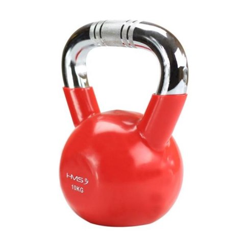 Kettlebell żeliwny uchwyt chrom radełkowany HMS KTC06 RED HMS