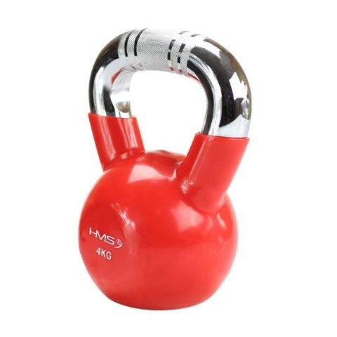 Kettlebell żeliwny uchwyt chrom radełkowany HMS KTC06 RED HMS