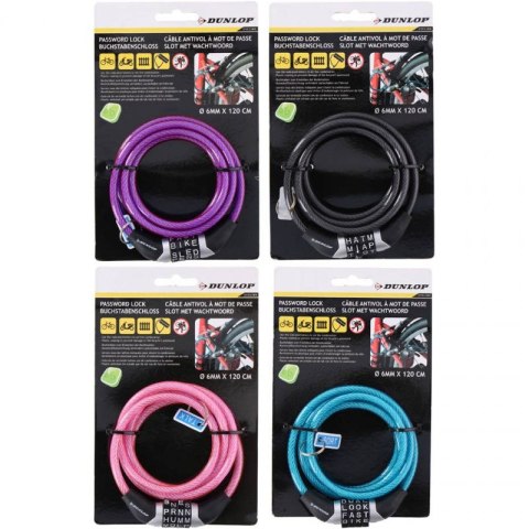 Zapięcie rowerowe Dunlop password lock 6 mm 120 cm ST 4ass 02922 Dunlop