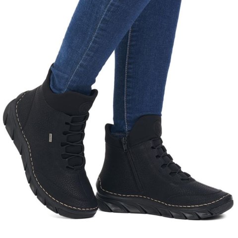 Botki damskie ocieplane czarne Rieker 55069-00 Rieker