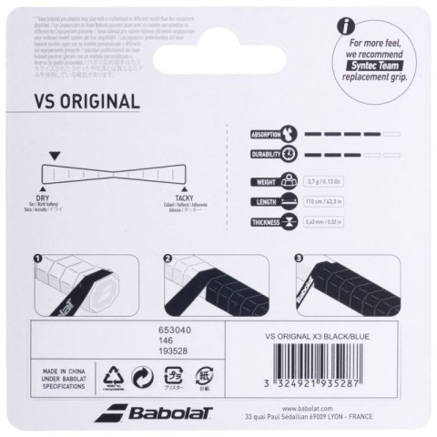 Owijka Babolat Vs Orginal Feel 3 szt. czarno-niebieska 653040 146/193528 Babolat