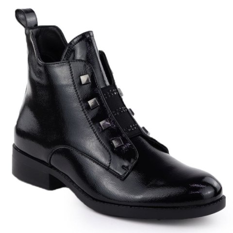 Botki damskie lakierowane czarne S.Barski HY52-527 S.Barski